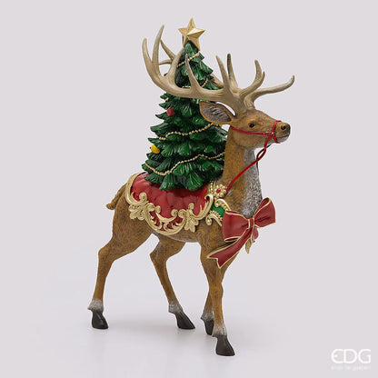 Decoro natalizio renna con albero L31xP13xH44 - EDG