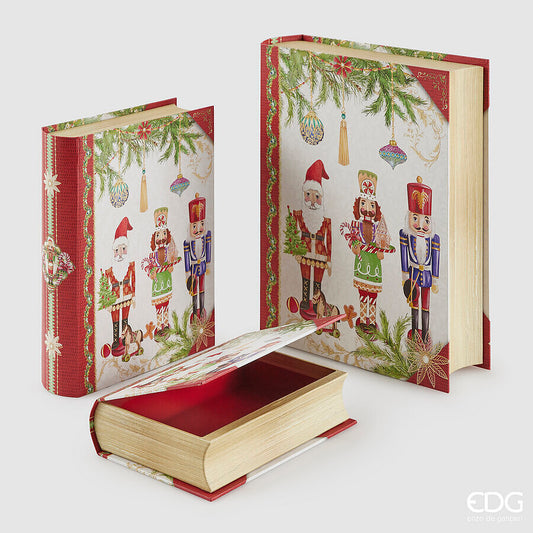 Set di tre scatole a libro con disegno Soldatini natalizi - EDG