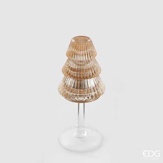 Portacandela in vetro a forma di albero D8 H19 - EDG