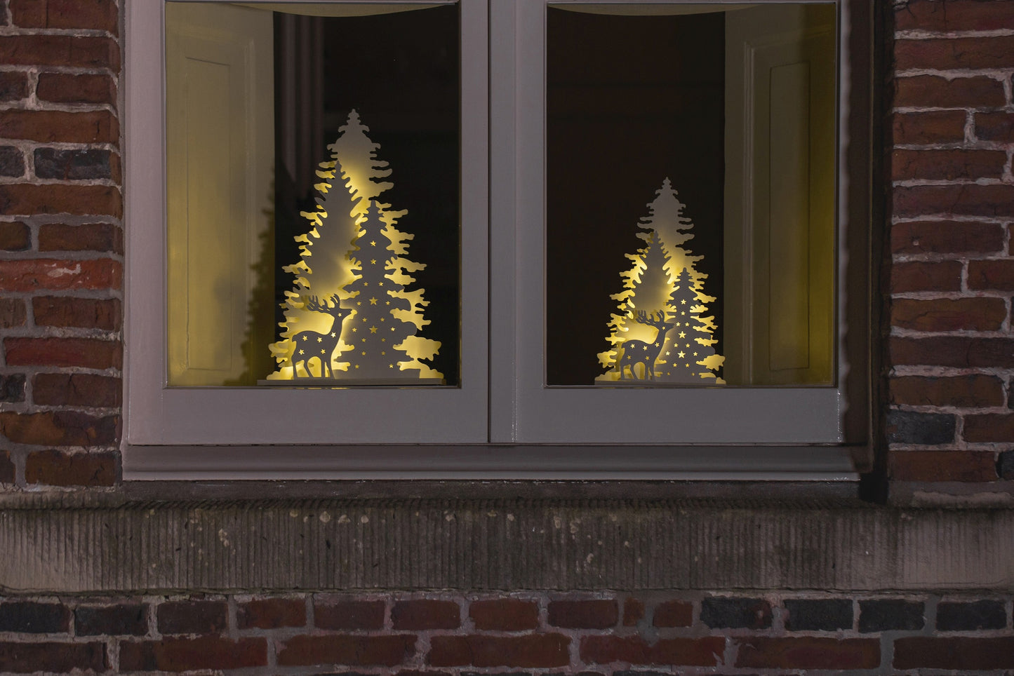 Decoro natalizio paesaggio in legno bianco con led 22x5x22h- Kaemingk