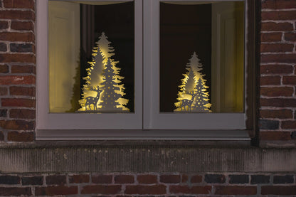 Decoro natalizio paesaggio in legno bianco con led 22x5x22h- Kaemingk