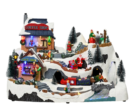 Giostra natalizia 'Caffè Shop&Gift Shop' 39,5x26,8xh26 -  Lumineo