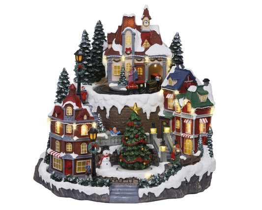 Giostra natalizia 'Villaggio natalizio' 27x30xH30,5 - Lumineo