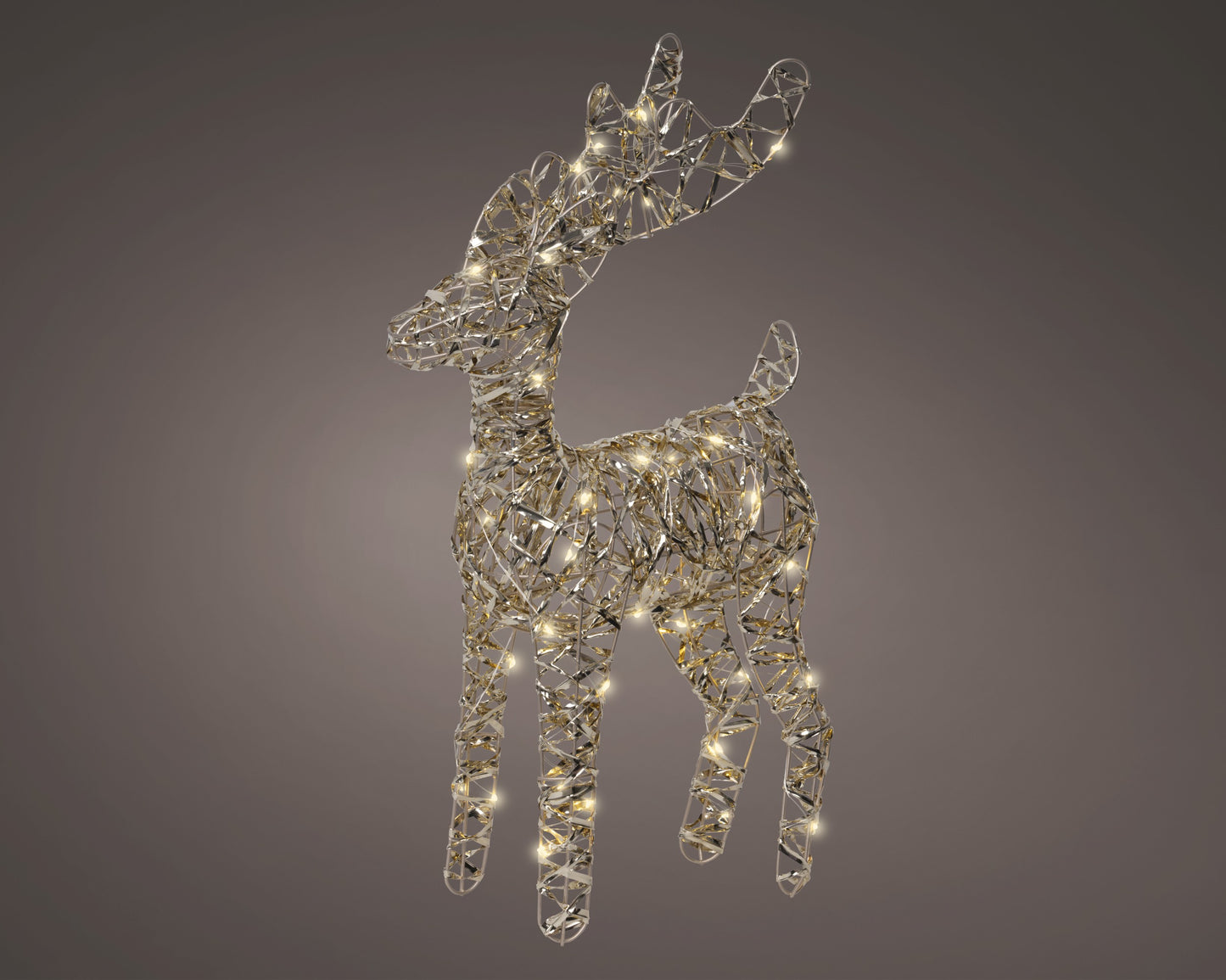 Decoro natalizio renna in oro con LED L25xP9XH37 - Kaemingk