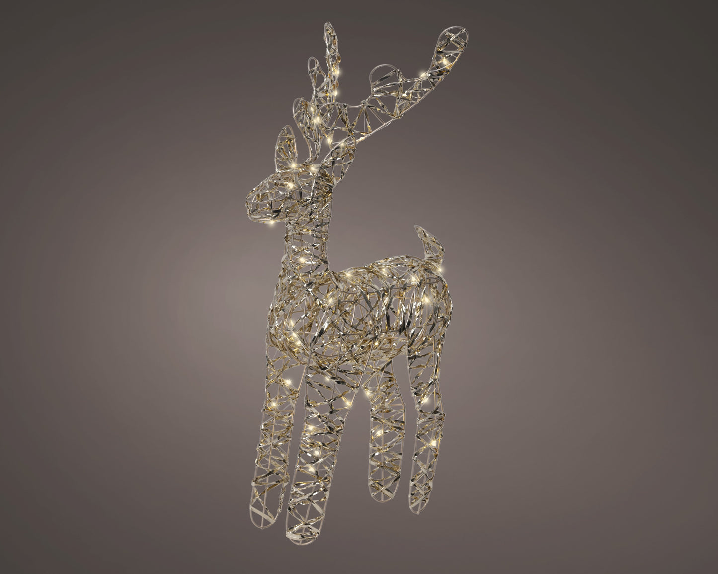 Decoro natalizio renna in oro con LED 12xP30XH55 - Kaemingk