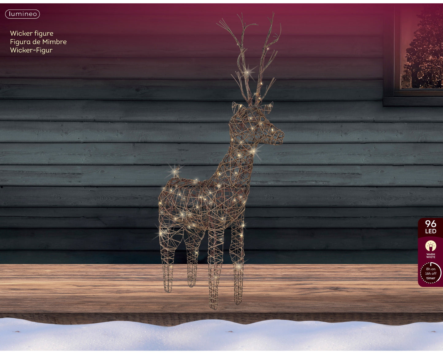 Decoro natalizio renna con LED L61xP27XH135 - Kaemingk