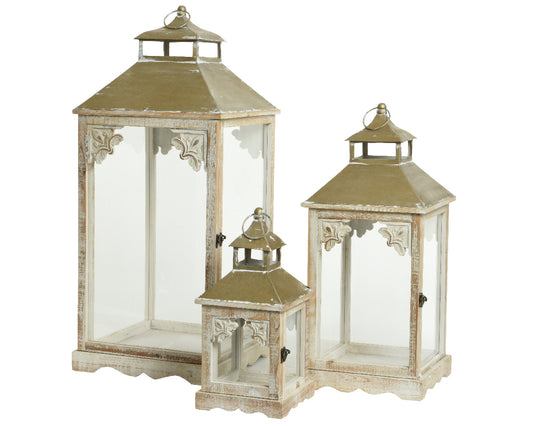 Tris lanterne in legno - Decoris