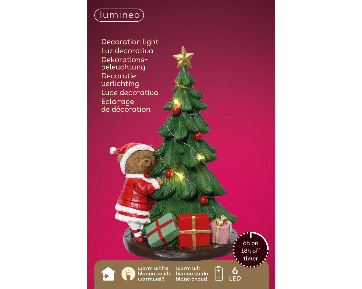 Orso con albero a led 17,5x14,50x27,5 - Decoris