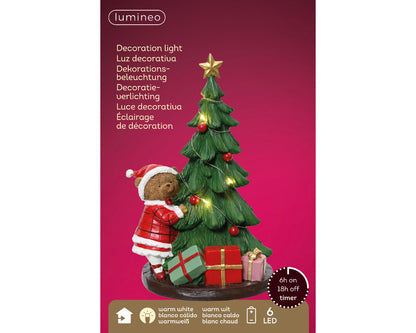 Orso con albero a led 17,5x14,50x27,5 - Decoris
