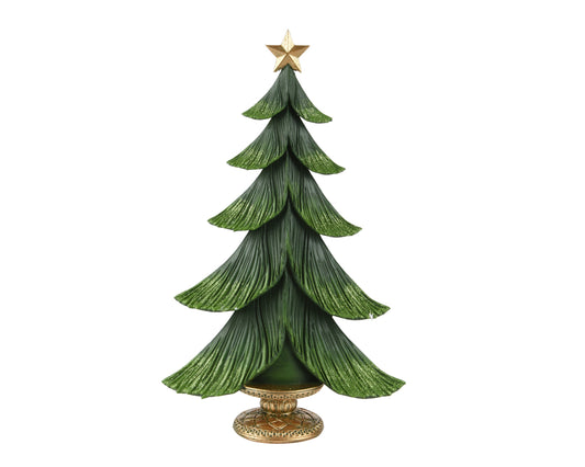 Decoro albero verde glitterato con stella 20x8xH34- Kaemingk