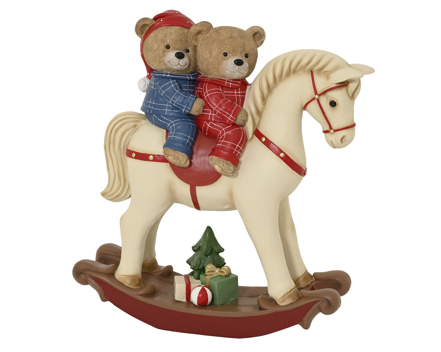 Cavallo a dondolo con due teddy L75,50xP27xH80- Kaemingk
