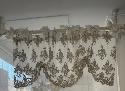 Mantovana in pizzo Flora 160x50H colore argilla - Chez moi