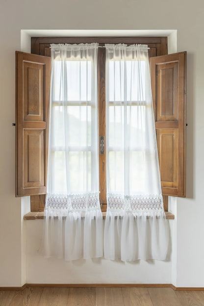 Coppia Tende per finestra con passante bastone linea 'Ramage' 60x240 - Chez Moi