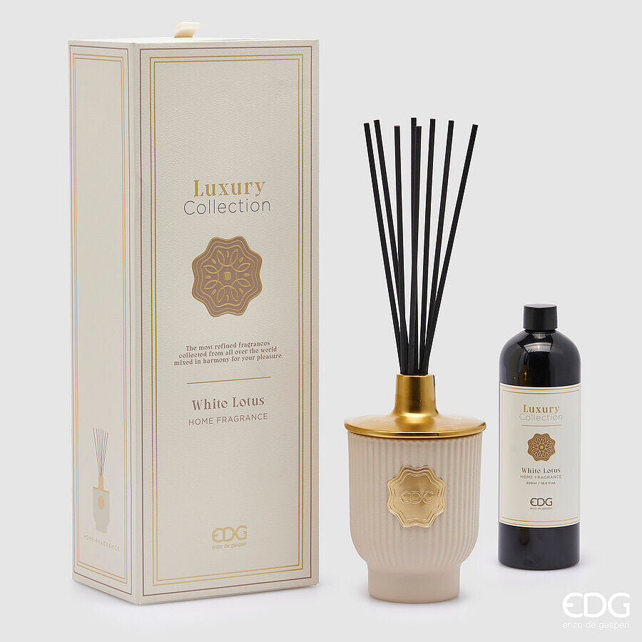 Diffusore con bastoncini serie Luxury 'White Lotus' 500ml - EDG