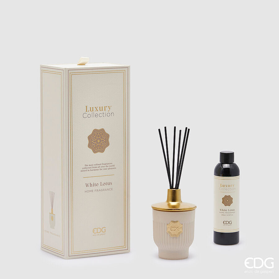 Diffusore con bastoncini serie Luxury 'White Lotus' 200ml - EDG