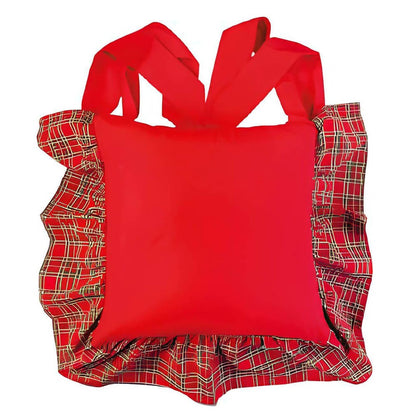 Copricuscino in cotone e balza in tartan serie ‘Magnific’ - Clodette