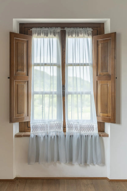 Coppia Tende per finestra con passante bastone linea 'Ramage' 60x240 - Chez Moi