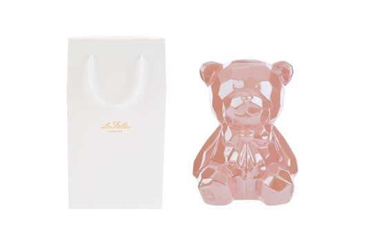 Salvadanaio a orsetto in porcellana rosa 14x13x18H - Le stelle