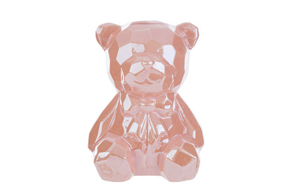 Salvadanaio a orsetto in porcellana rosa 14x13x18H - Le stelle