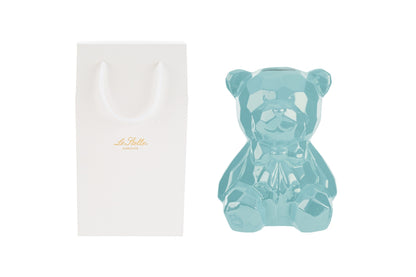 Salvadanaio a orsetto in porcellana celeste 14x13x18H - Le stelle