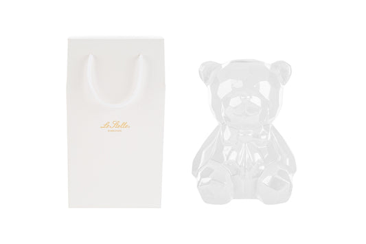 Salvadanaio a orsetto in porcellana bianco 14x13x18H - Le stelle