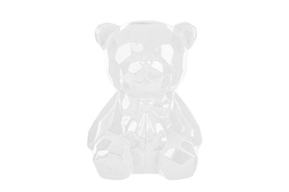 Salvadanaio a orsetto in porcellana bianco 14x13x18H - Le stelle