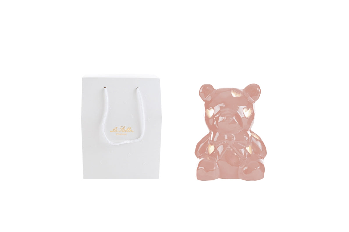 Orsetto in porcellana a led rosa 8x7,5x10H - Le Stelle