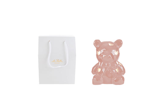 Orsetto in porcellana a led rosa 8x7,5x10H - Le Stelle