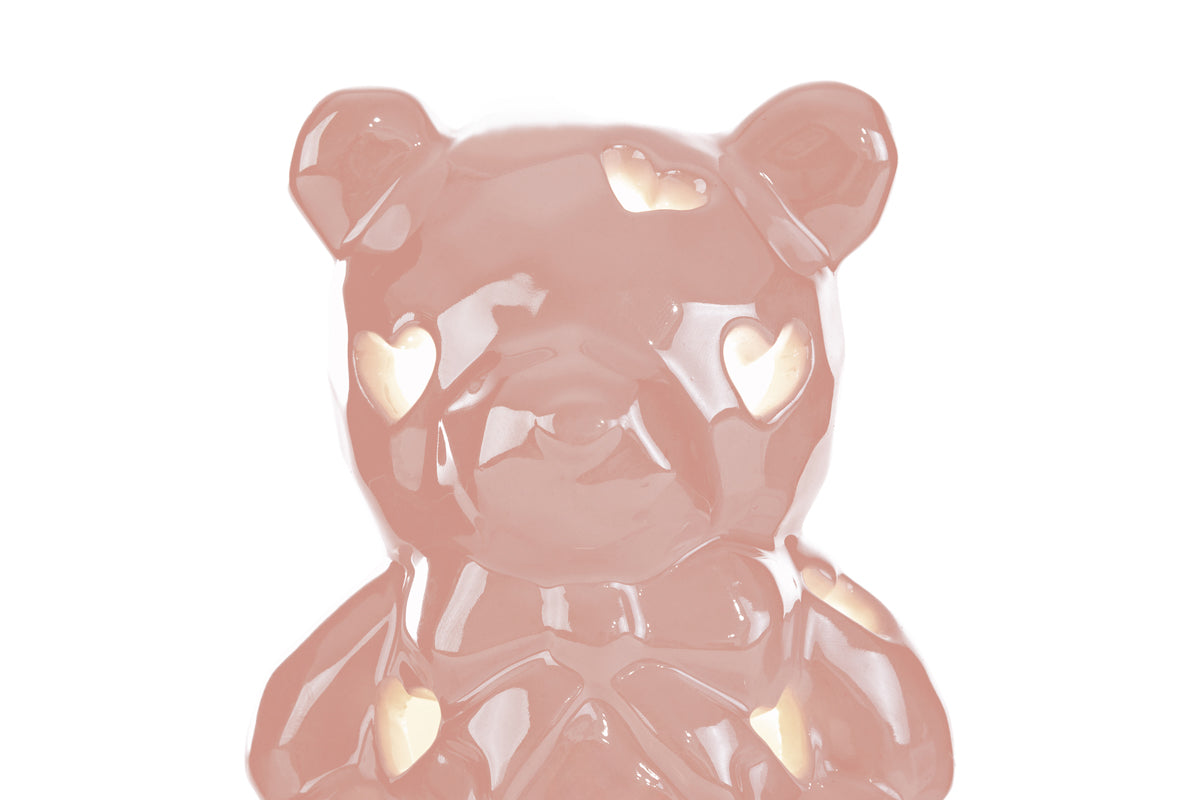 Orsetto in porcellana a led rosa 8x7,5x10H - Le Stelle