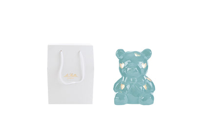 Orsetto in porcellana a led celeste 8x7,5x10H - Le Stelle