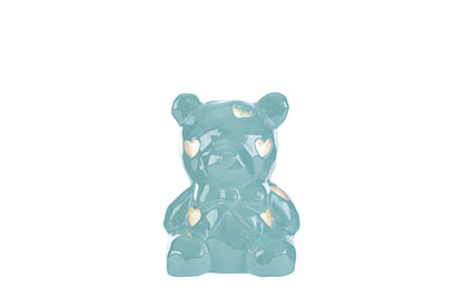 Orsetto in porcellana a led celeste 8x7,5x10H - Le Stelle