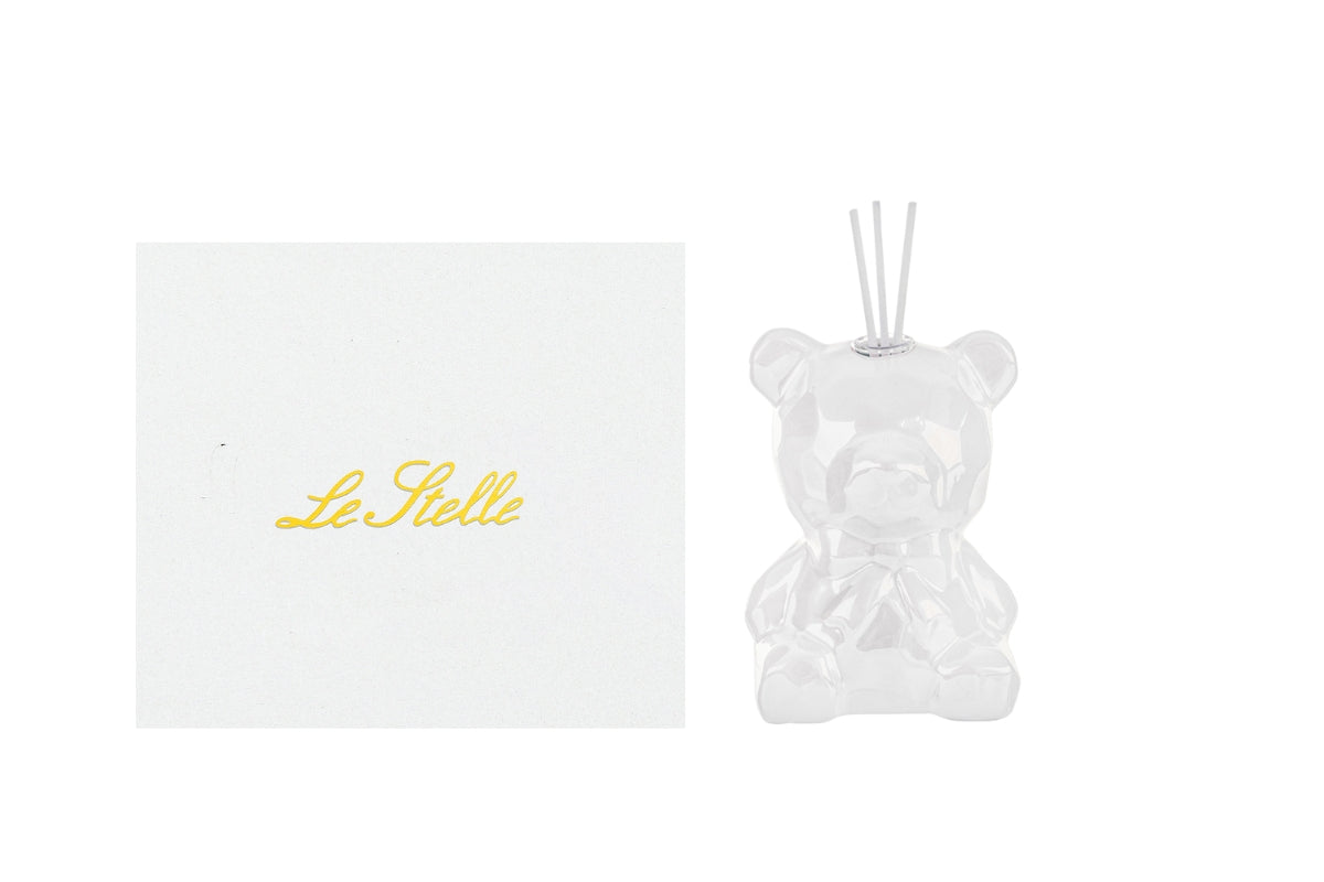 Profumatore orsetto in porcellana bianco 9,5x9x13H - Le stelle