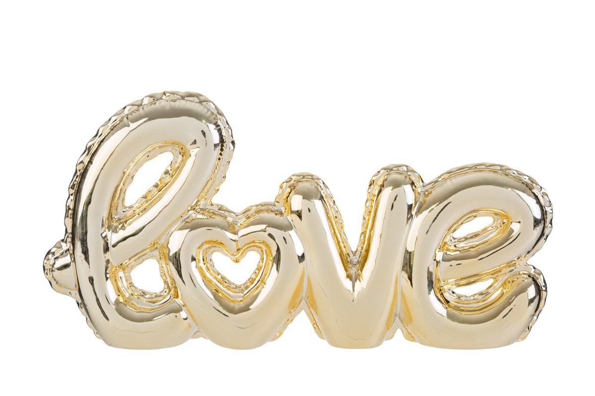 Scritta 'Love' porcellana oro 32x5x16H - Le Stelle
