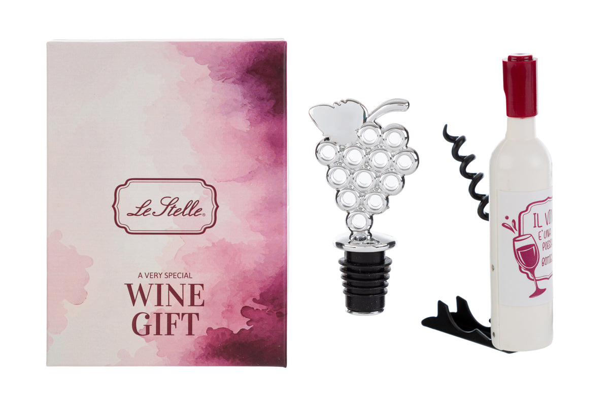 Set 2 pz accessori vino con astuccio in 3 assortimenti - Le stelle