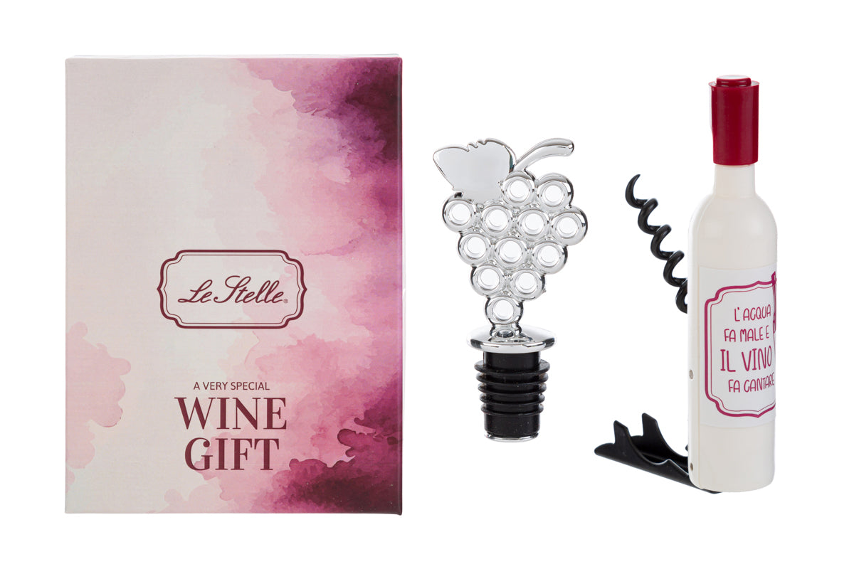 Set 2 pz accessori vino con astuccio in 3 assortimenti - Le stelle