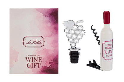 Set 2 pz accessori vino con astuccio in 3 assortimenti - Le stelle