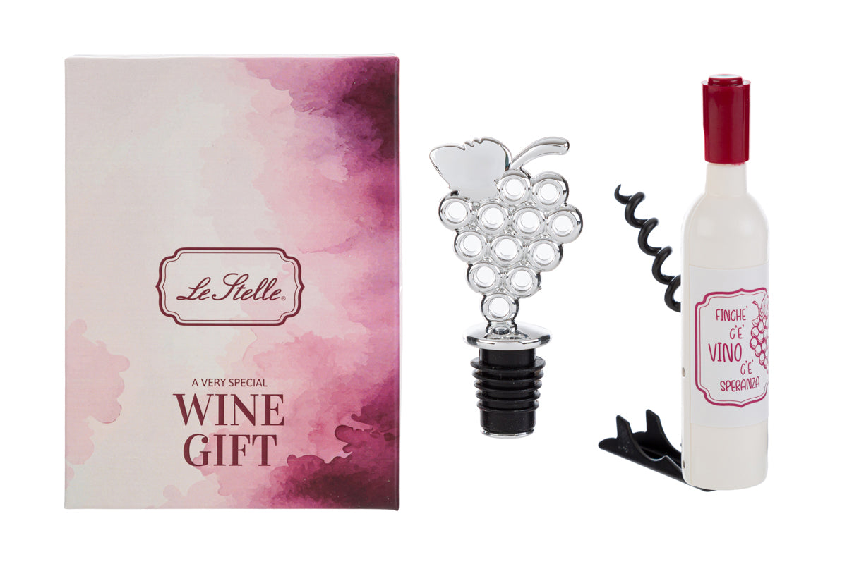 Set 2 pz accessori vino con astuccio in 3 assortimenti - Le stelle