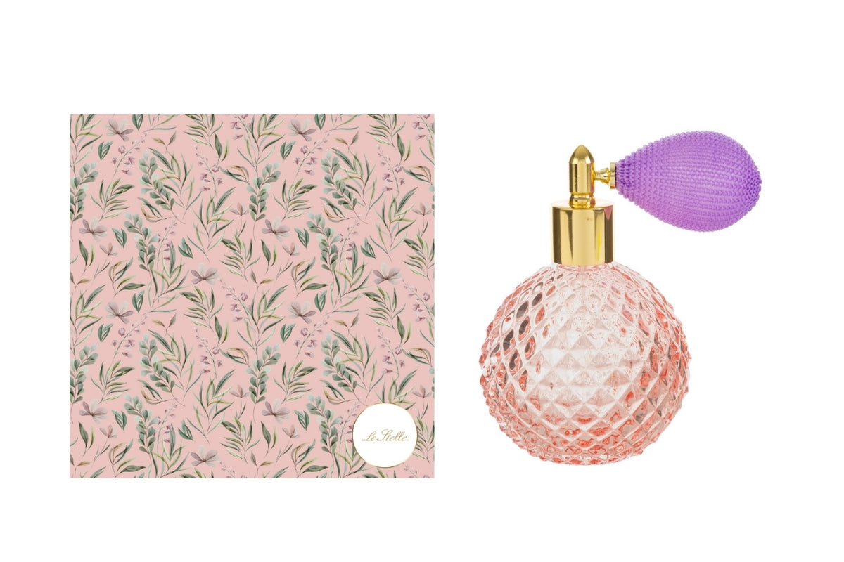 Portaprofumo spray 100ml ricaricabile rosa 6,5x10,5 con astuccio - Le Stelle