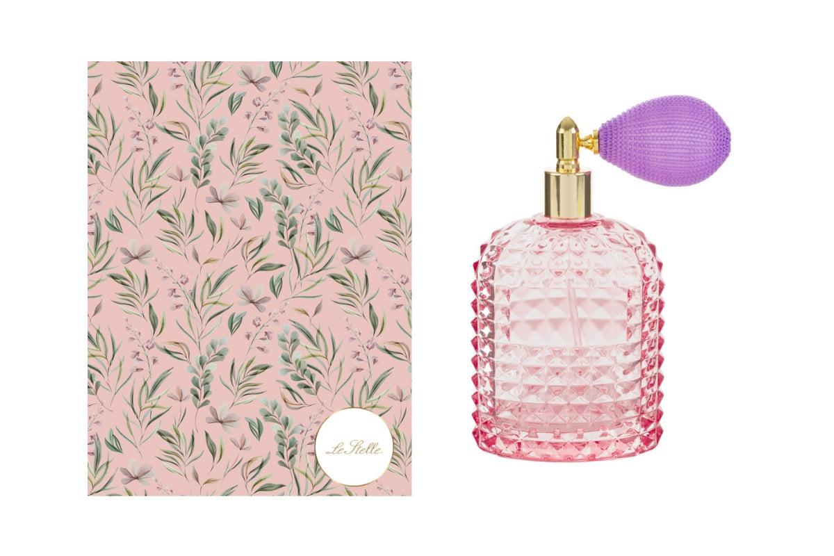 Portaprofumo spray 100ml ricaricabile rosa 6,5x4x12 con astuccio - Le Stelle