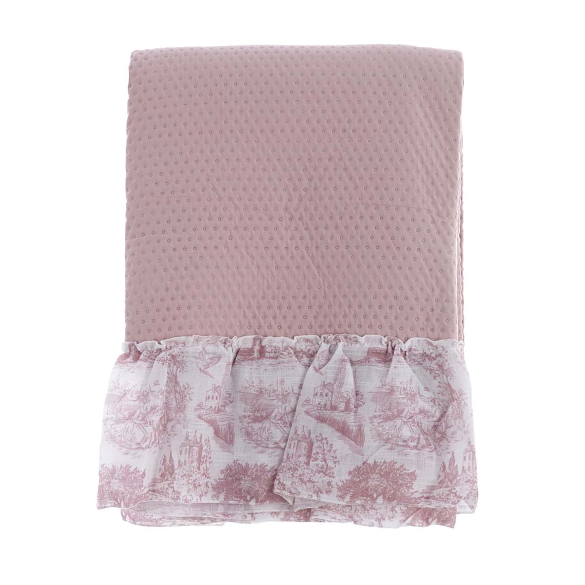 Trapunta matrimoniale con gala serie Toile de Jouy 250x250 - Blanc Maricló
