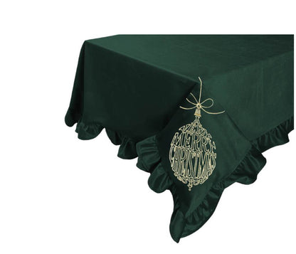 Tovaglia natalizia con sfera e scritta ‘Merry Christmas’ verde 100x100 - Clodette