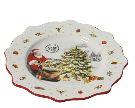 Piatto natalizio con babbo natale D26xH2,7 - Kaemingk
