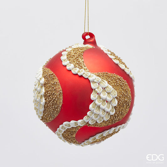 sfere natalizie decoro pavoni rossa D10 - EDG