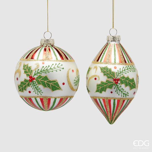 Sfere decorate con agrifoglio 'Holly' D10 - EDG