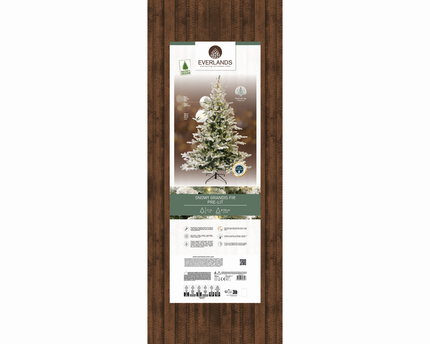 Albero di natale 'Grandis Fir snowy Micro Led' D150 H210 - Kaemingk