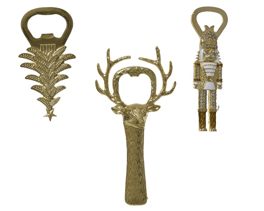 Apri bottiglia natalizi oro D7xH13,5 - Kaemingk