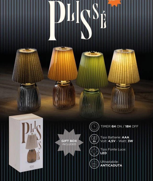 Lampada da tavolo 'Plisse' con led D11,5 H22 - EDG