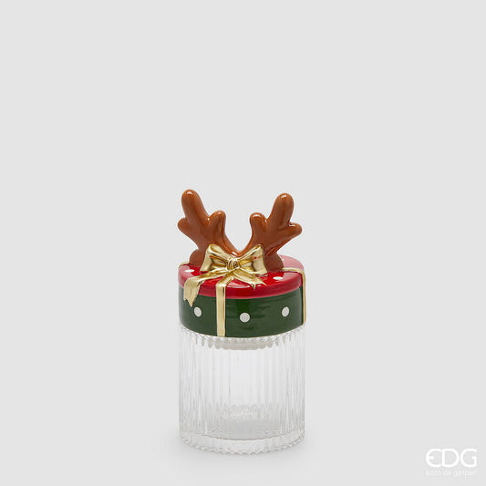 Contenitore in vetro con palchi renna D11 H25 - EDG