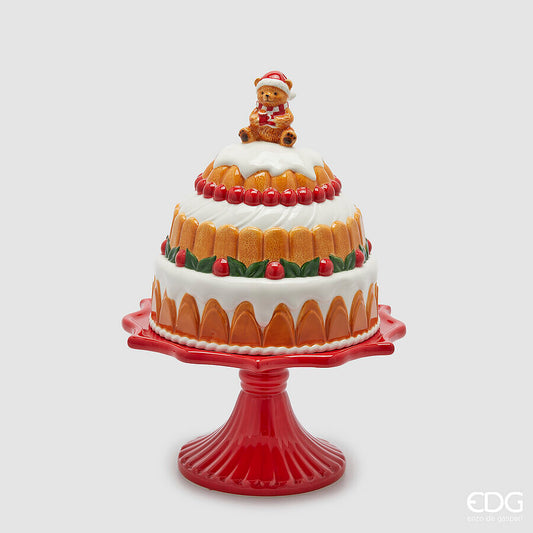 Alzata con cupola a forma di torta in ceramica natalizia D23 H31 - EDG
