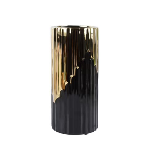 L'arte di nacchi - Vaso nero e oro in ceramica  D11,50 H25